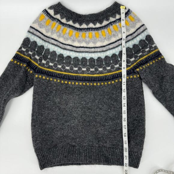 Gap Circular Fair Isle‎ Mohair Sweater XS Charcoal Heather Gray - Picture 9 of 9